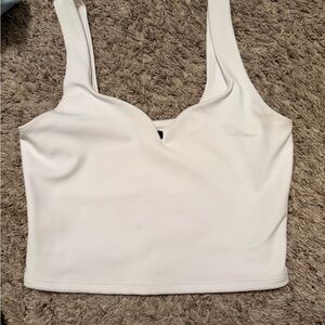 Express White V-Notch Crop Tank Top